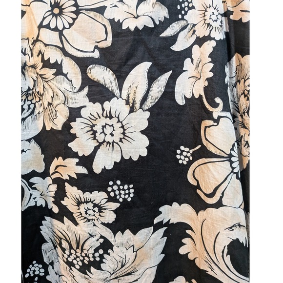 Nicole Miller 10 Black Ivory Floral Sequin Midi Skirt Boho Coastal Cowgirl Glam - Picture 5 of 10